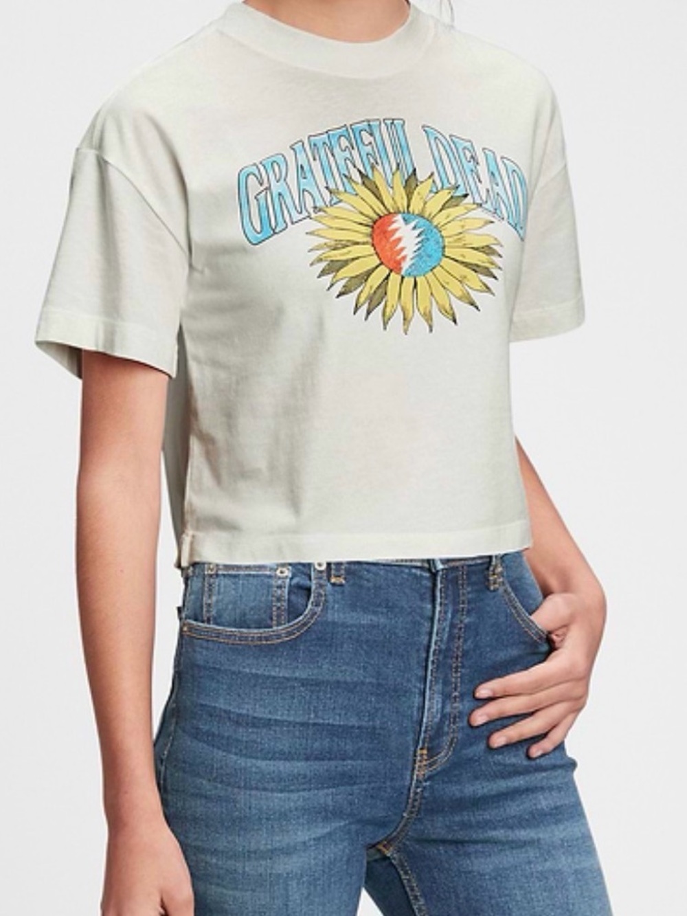 NWT Gap Kids/Teen Grateful Dead Cream Crop Tee with Sunflower Graphic
